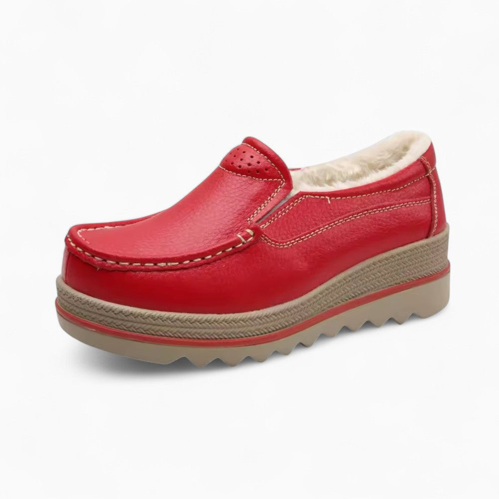 Mocassins Orthopédiques Rouges À Plateforme Pour Femme
