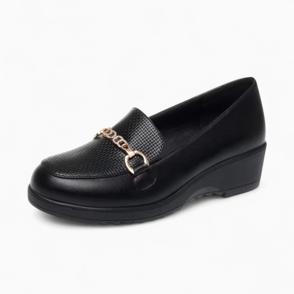 Mocassins Orthopédiques Noirs Plateforme Pour Femme
