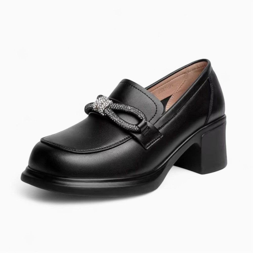Mocassins Noirs Style Britannique Avec Nœud Papillon Pour Femmes