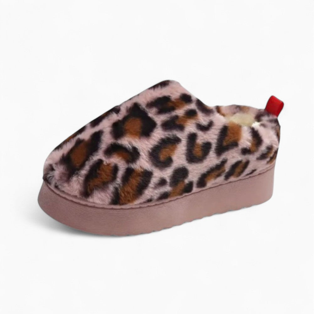 Mocassins Léopard Tendance Avec Semelle Épaisse Rose Pour Femme