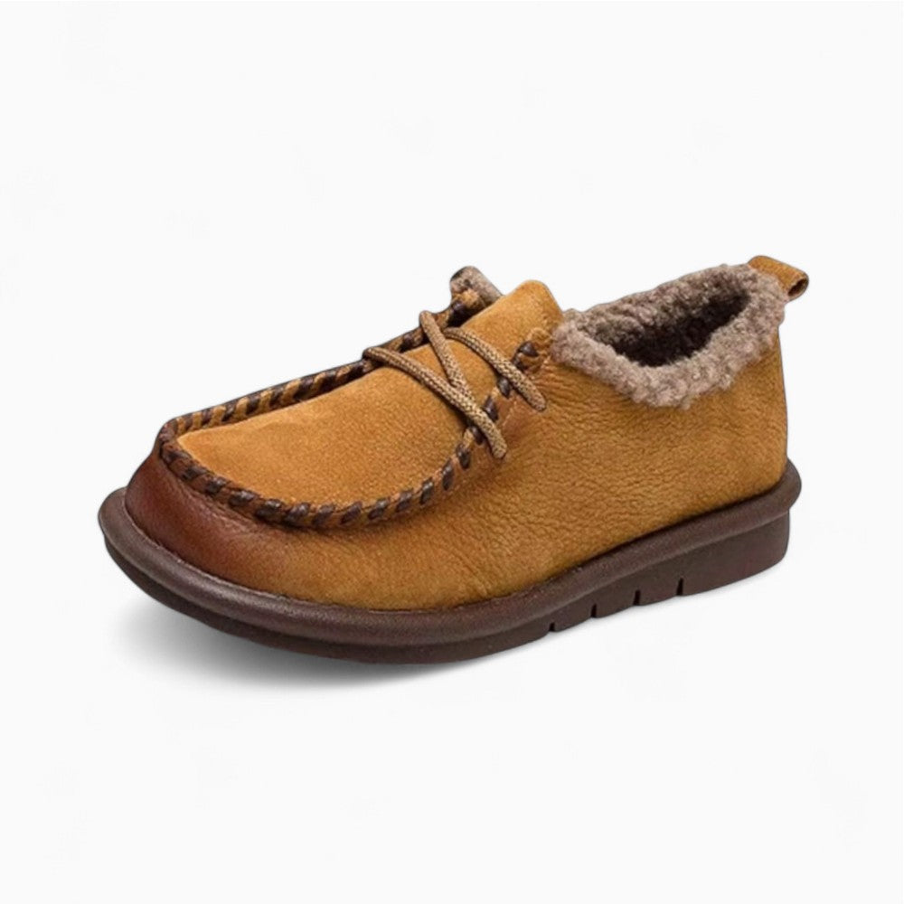 Mocassins Fourrés À Semelles Compensées Faciles À Enfiler Pour Femme