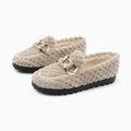 Mocassins En Fausse Laine Avec Une Chaine Pour Femmes