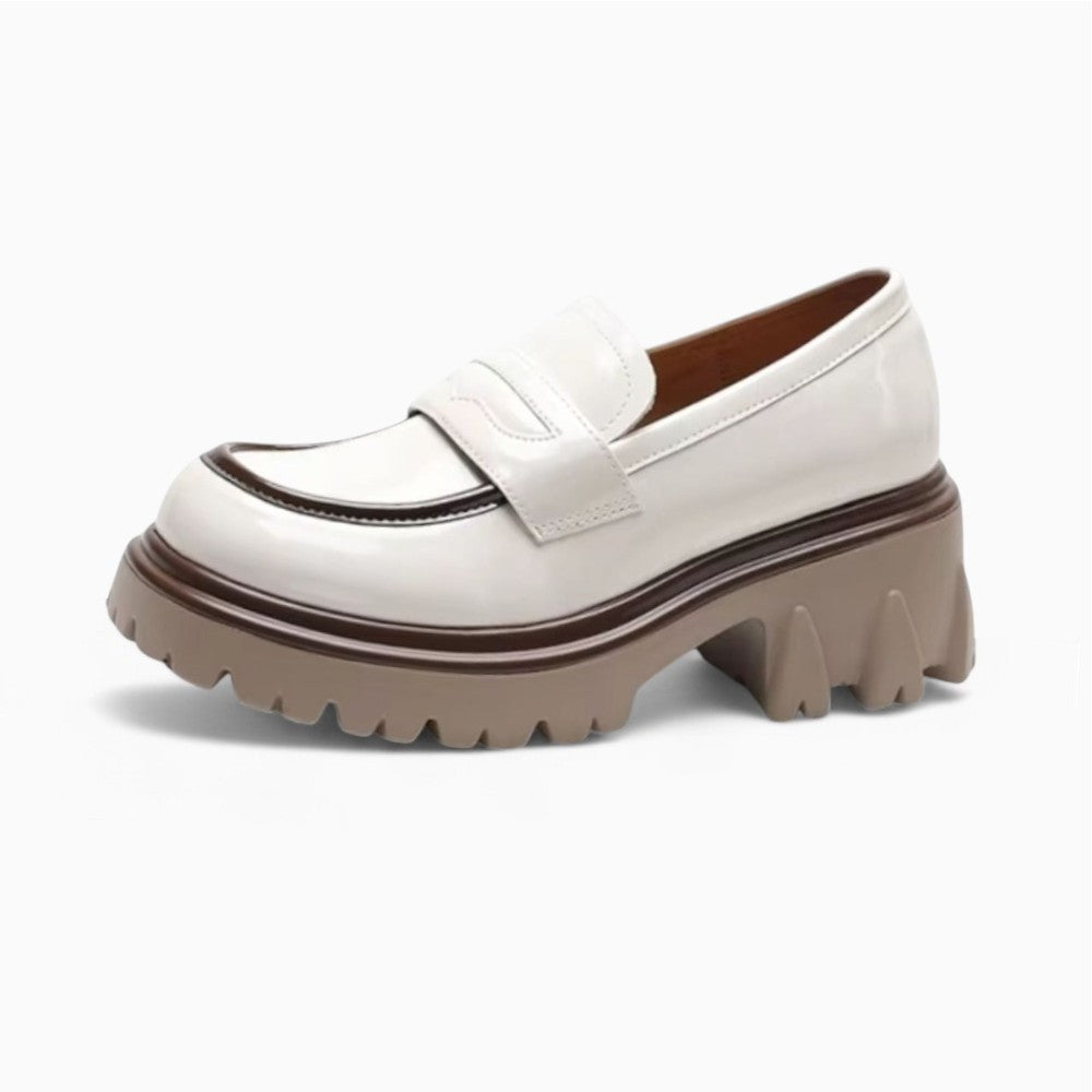 Mocassins En Cuir Verni À Semelle Épaisse Pour Femme