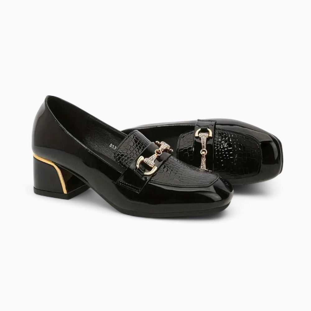 Mocassins Carrés En Cuir Véritable Pour Femmes