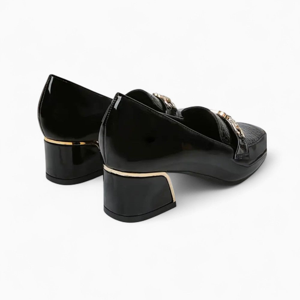 Mocassins Carrés En Cuir Véritable Pour Femmes