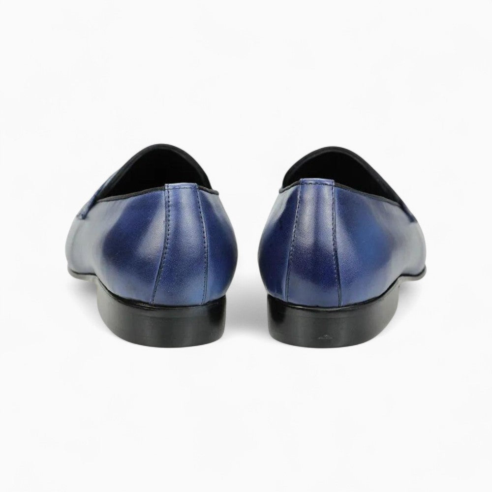 Mocassins Bleus En Cuir Véritable Pour Homme