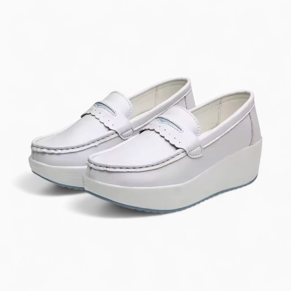 Mocassins Blancs À Semelles Compensées Pour Femme