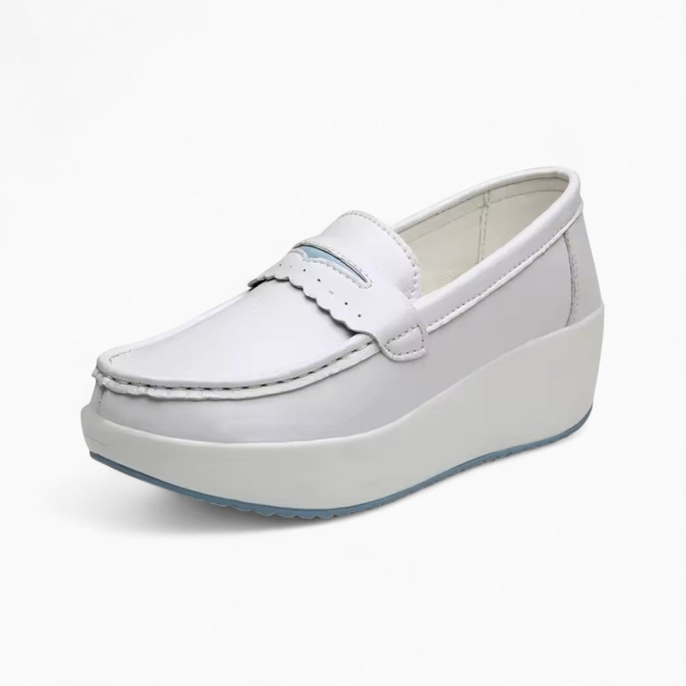 Mocassins Blancs À Semelles Compensées Pour Femme