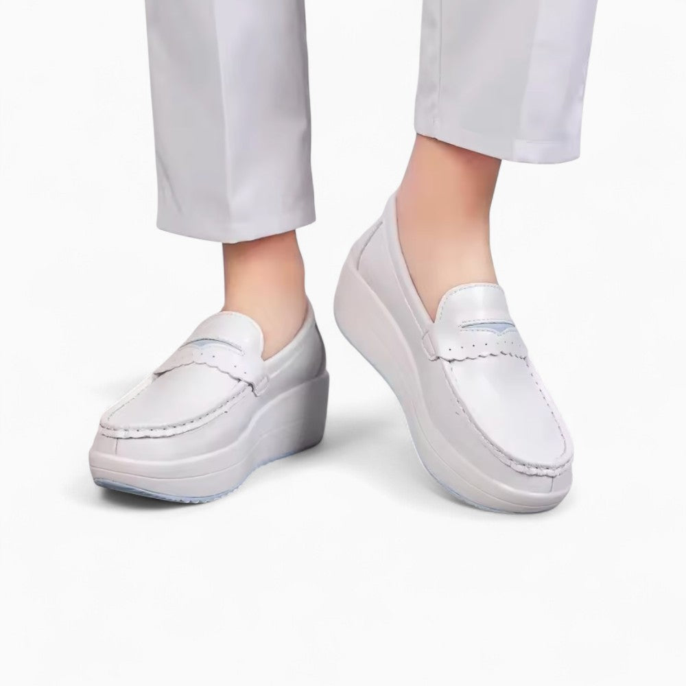 Mocassins Blancs À Semelles Compensées Pour Femme