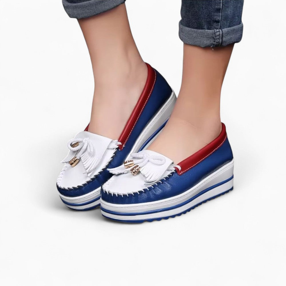 Mocassins Bicolores À Plateforme Pour Femmes