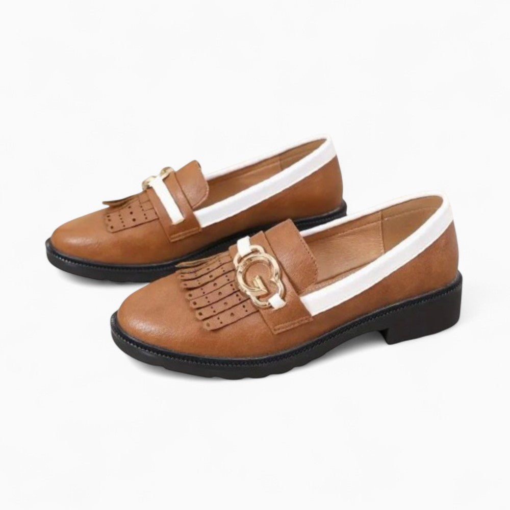 Mocassins Bicolores À Franges Avec Boucle