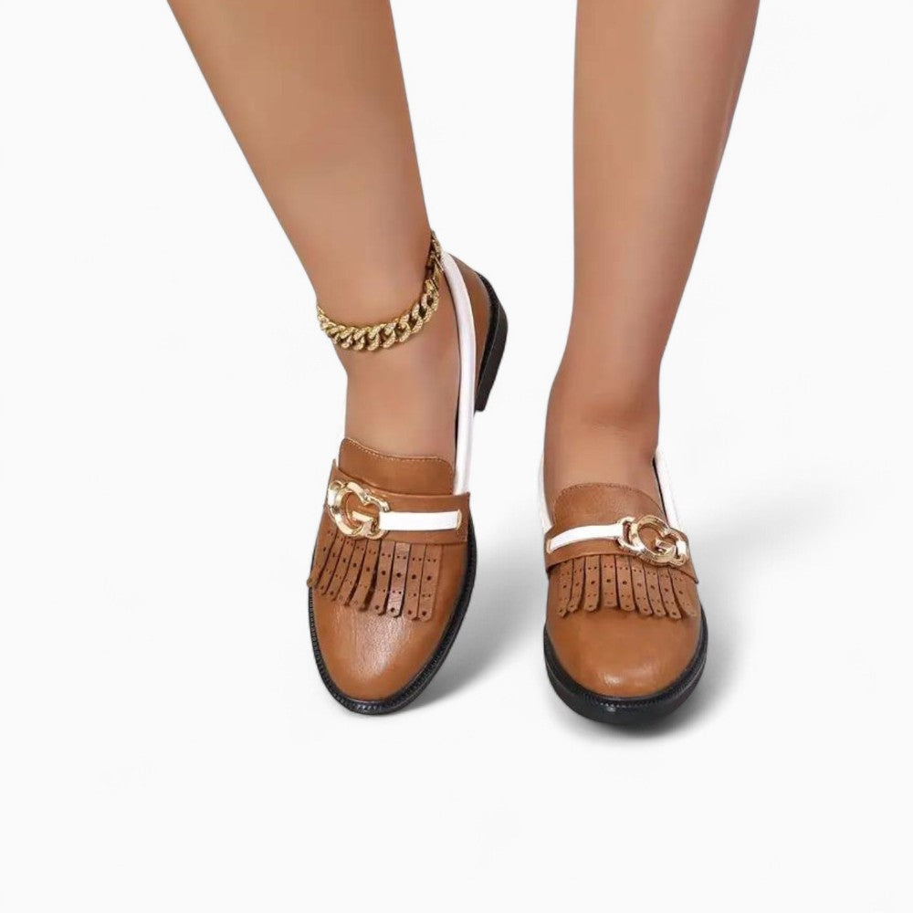Mocassins Bicolores À Franges Avec Boucle