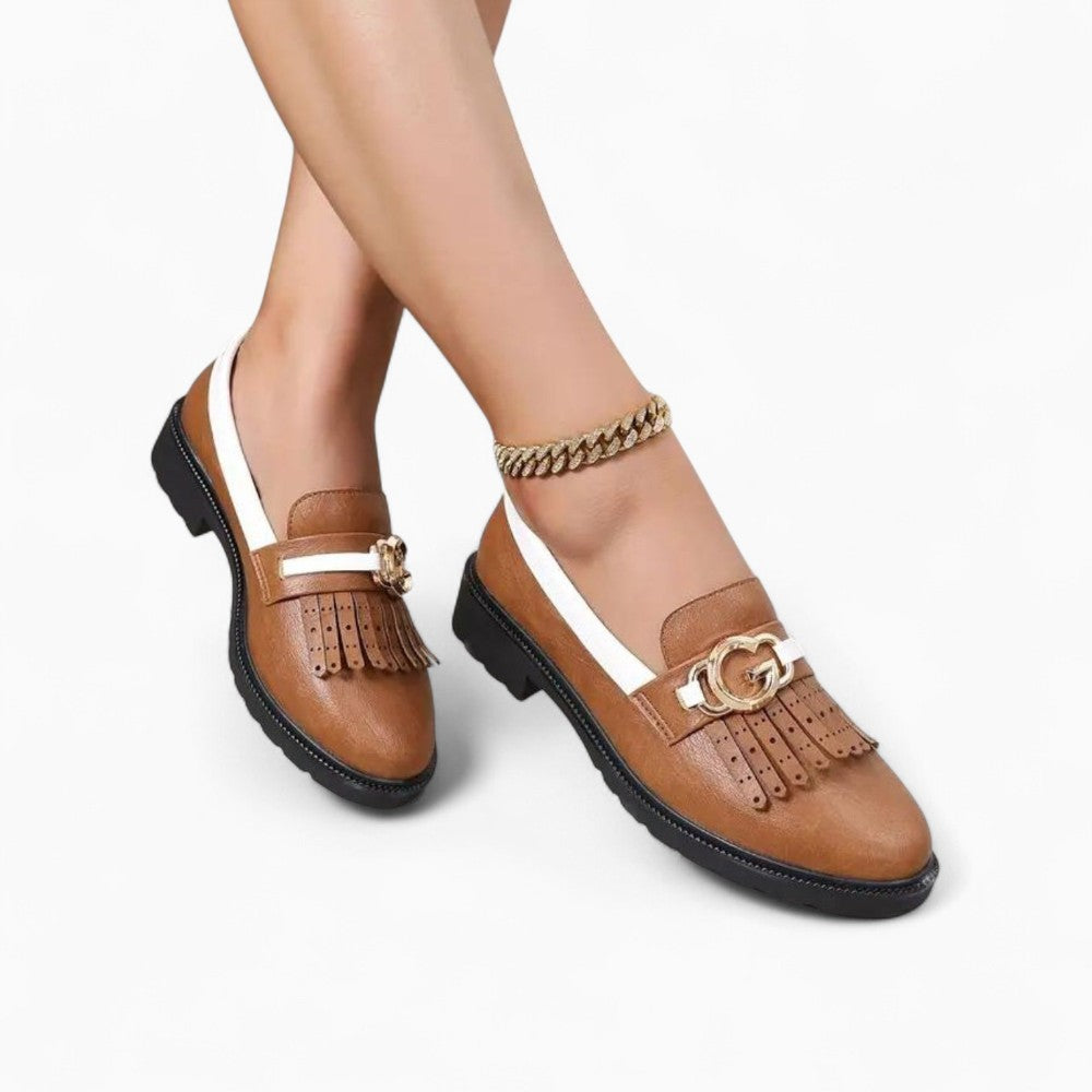 Mocassins Bicolores À Franges Avec Boucle
