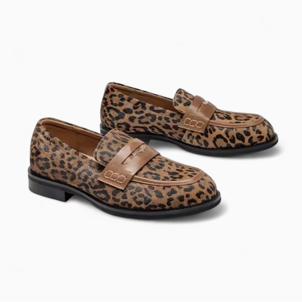 Mocassins À Semelle Plateforme Avec Motif Léopard