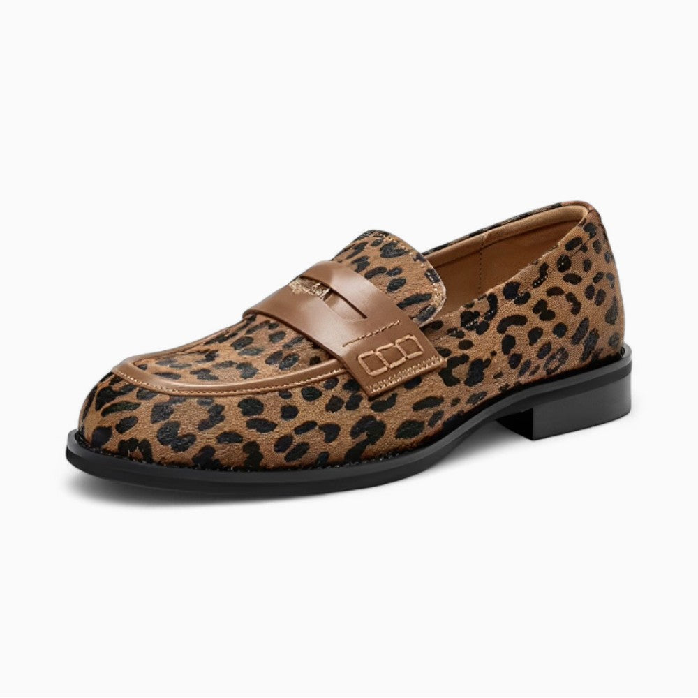 Mocassins À Semelle Plateforme Avec Motif Léopard