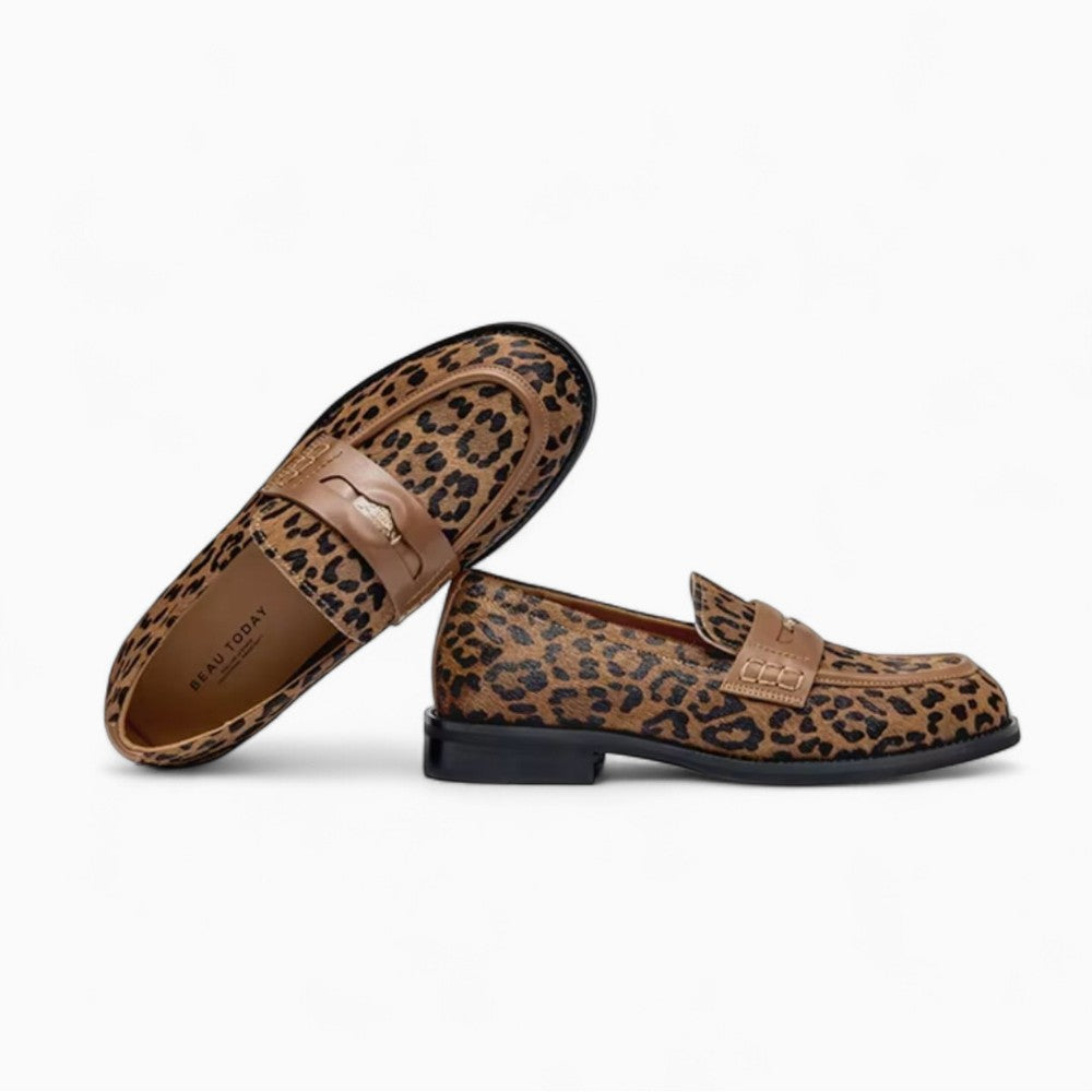 Mocassins À Semelle Plateforme Avec Motif Léopard