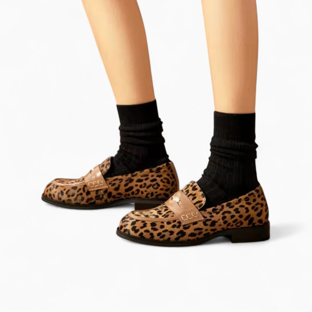 Mocassins À Semelle Plateforme Avec Motif Léopard