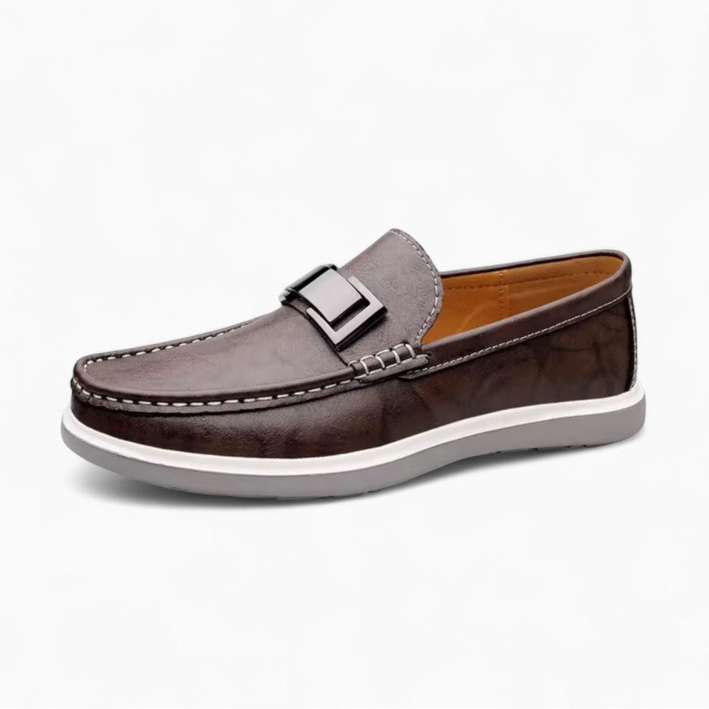 Mocassins Bateau Tricolores Plats En Cuir Pour Homme