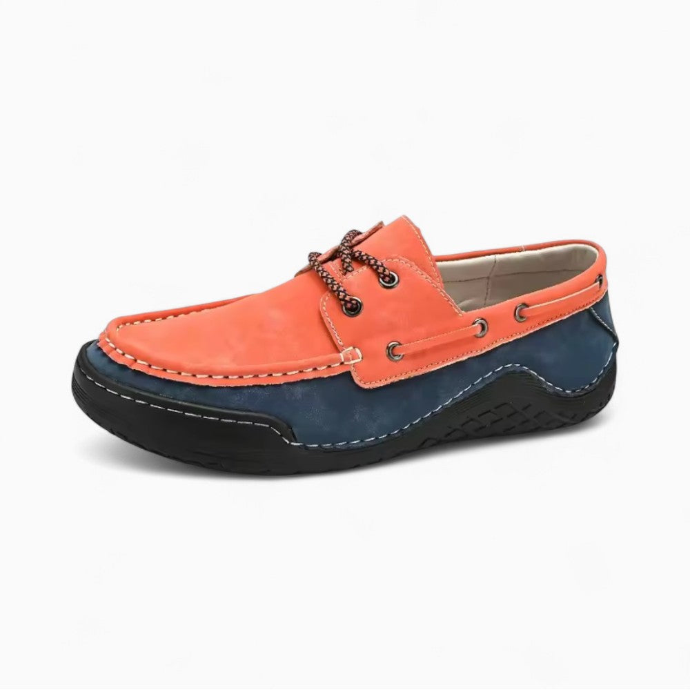 Mocassins Bateau Tricolores À Lacets Avec Aspect Cuir Pour Homme