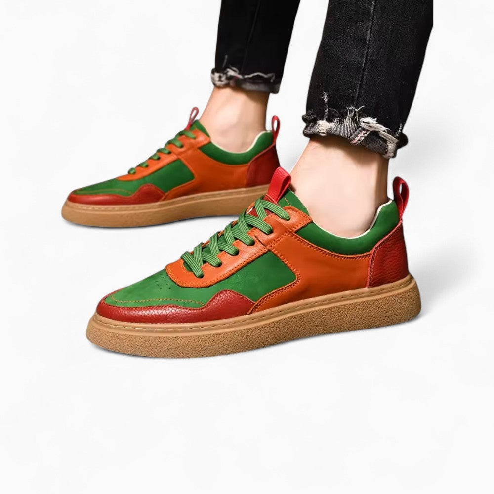 Mocassins Bateau Oranges Tricolores Homme