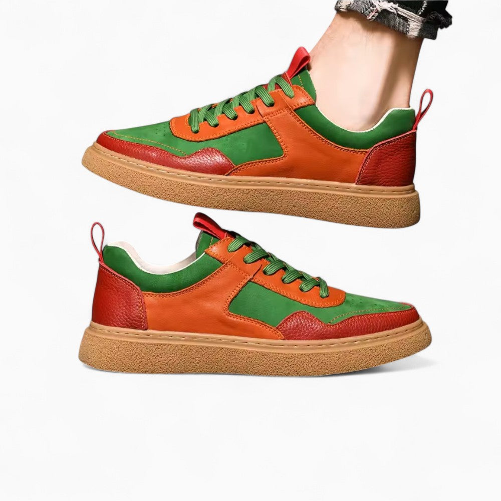 Mocassins Bateau Oranges Tricolores Homme