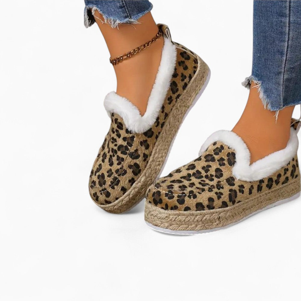 Mocassins Bateau En Fausse Fourrure Avec Motif Léopard