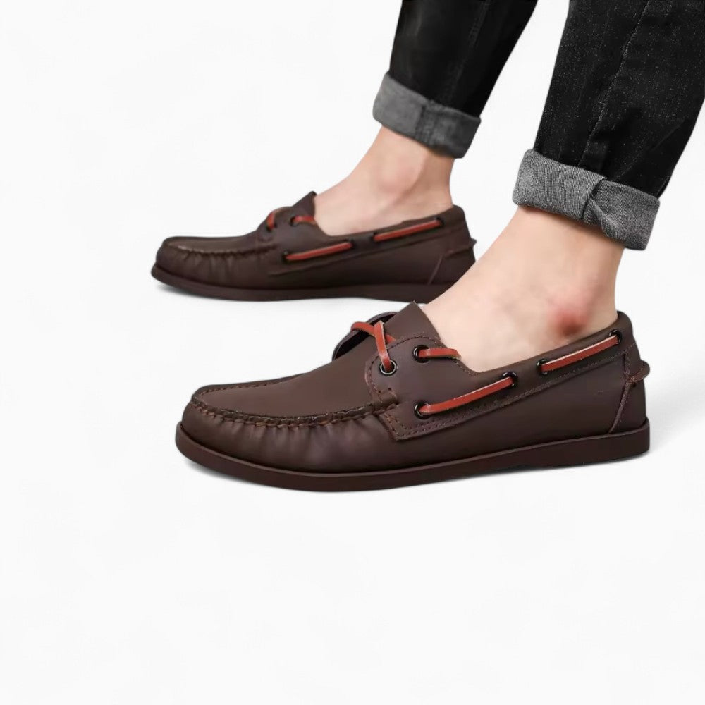 Mocassins Bateau Bicolores À Lacets Pour Homme