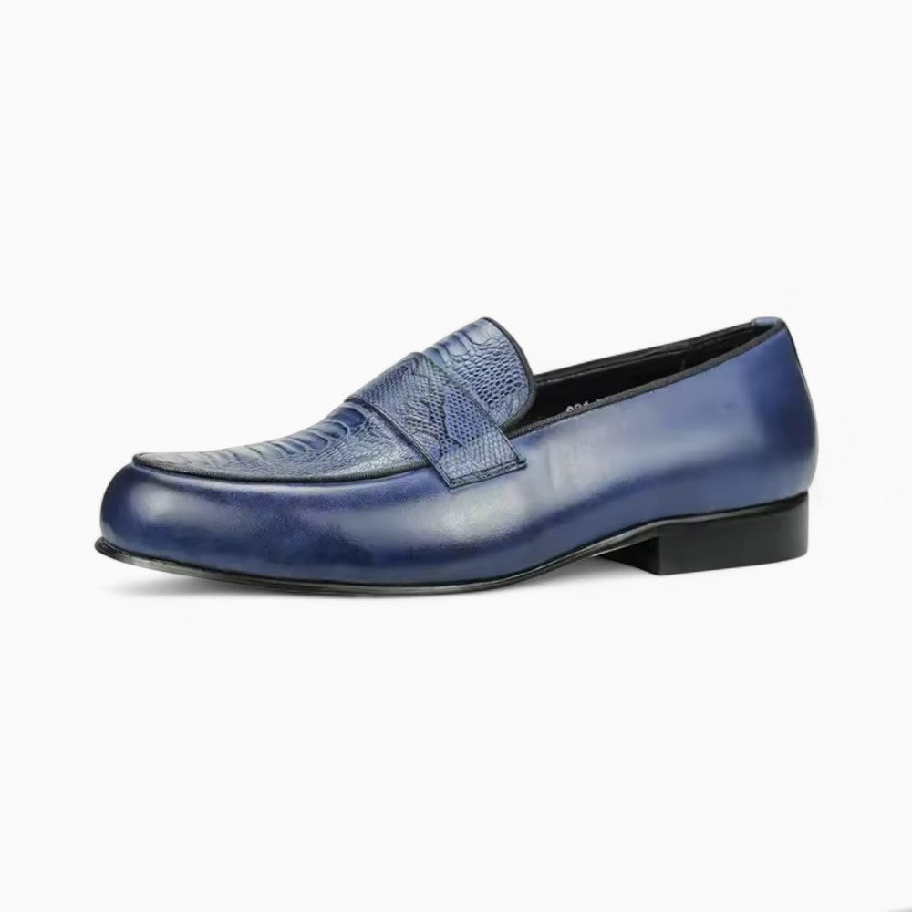 Mocassins Bleus En Cuir Véritable Pour Homme