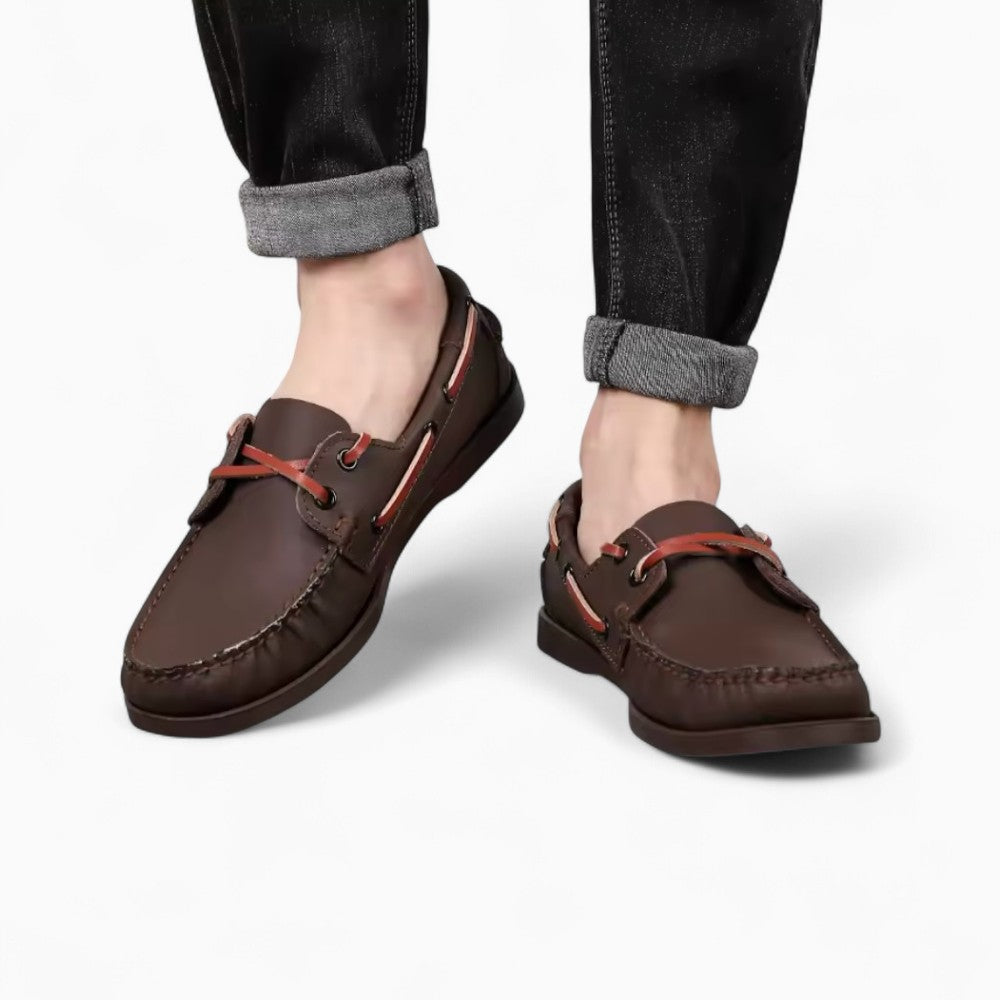 Mocassins Bateau Bicolores À Lacets Pour Homme