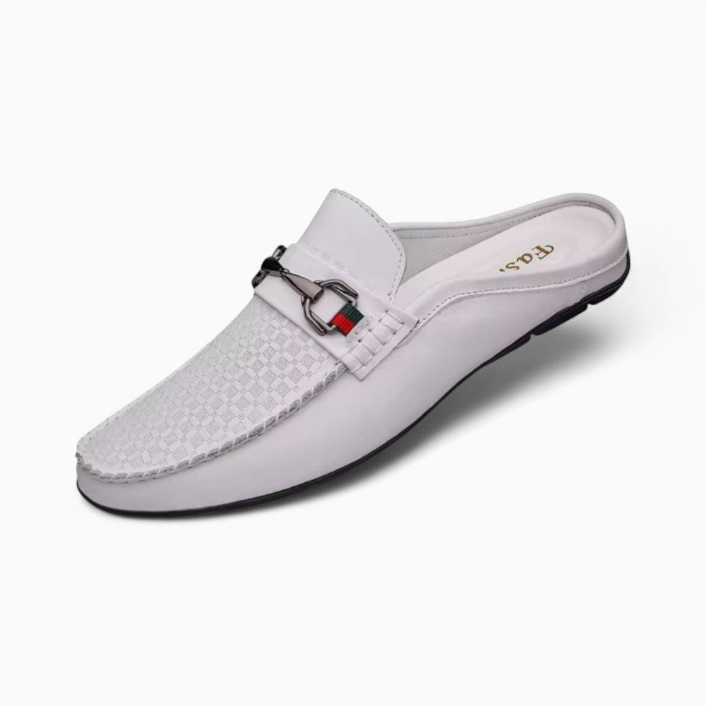 Mocassins Souples Perforés En Cuir Blanc