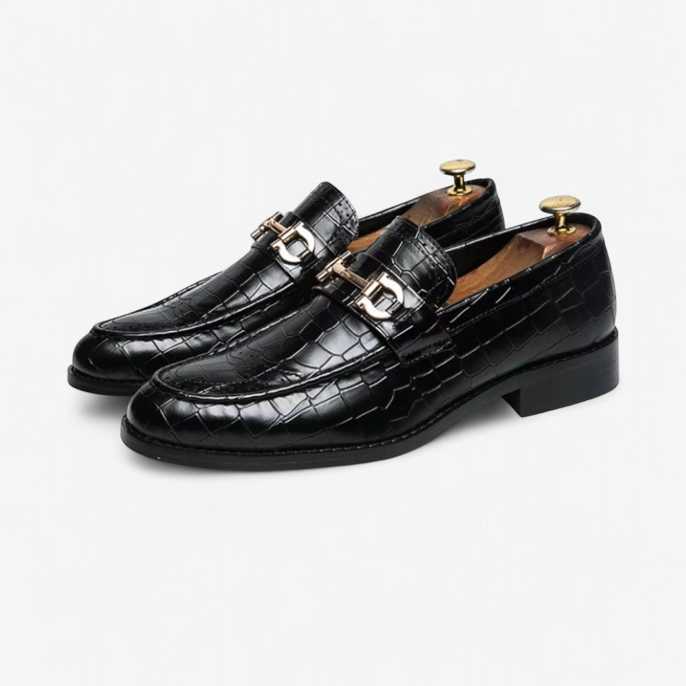 Mocassins Vernis Noir Et Doré Pour Hommes