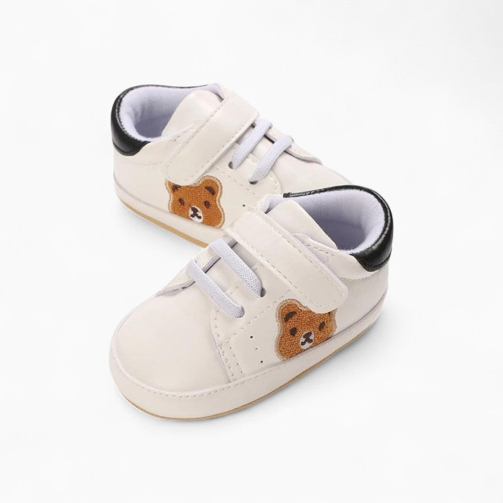 Mocassins Souples À Lacets Languette Forme D’ourson Pour Bébé