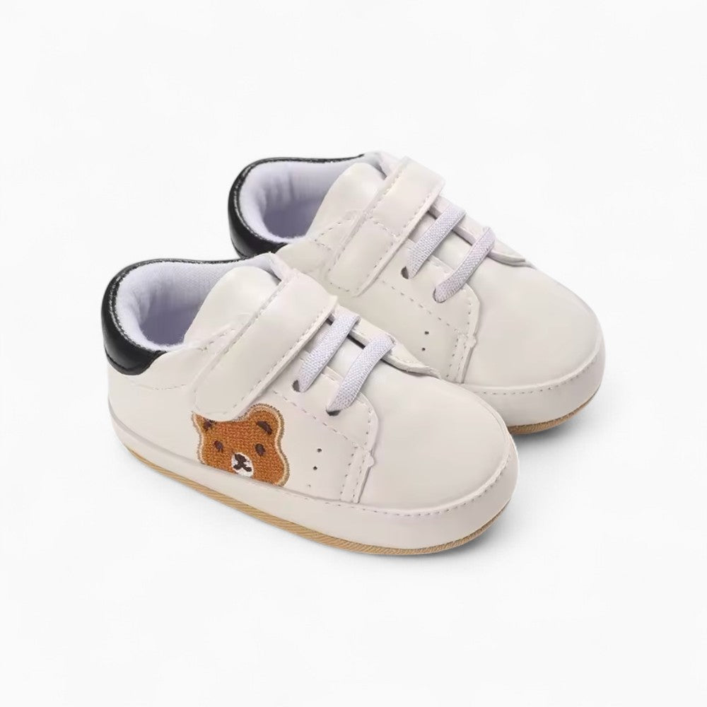 Mocassins Souples À Lacets Languette Forme D’ourson Pour Bébé