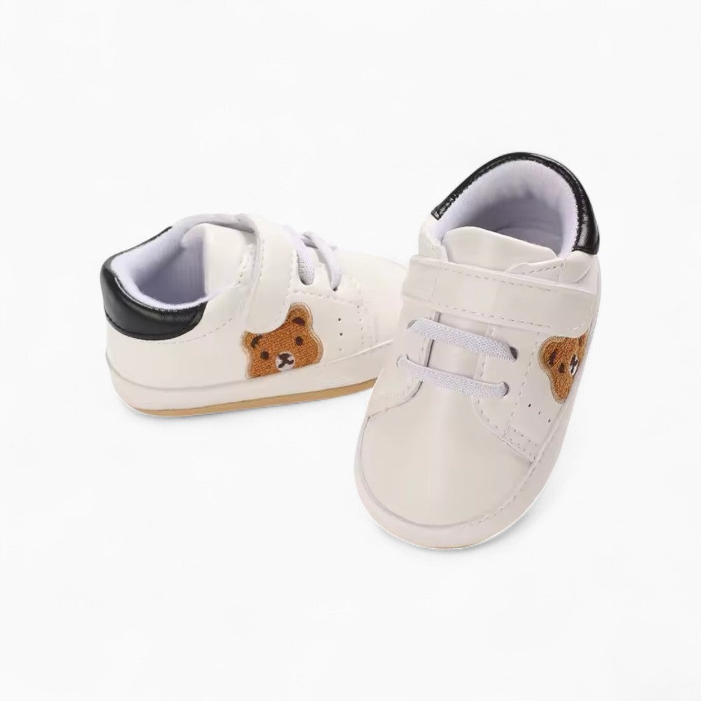 Mocassins Souples À Lacets Languette Forme D’ourson Pour Bébé