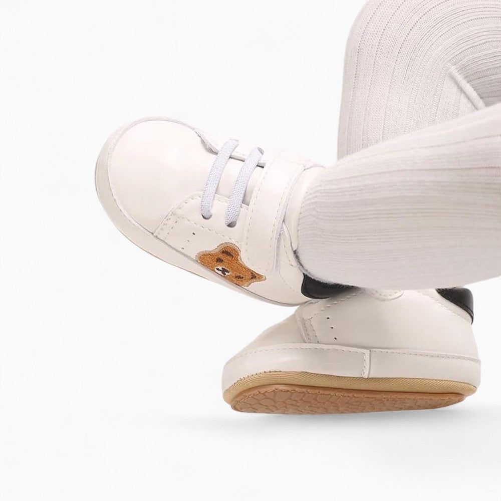Mocassins Souples À Lacets Languette Forme D’ourson Pour Bébé