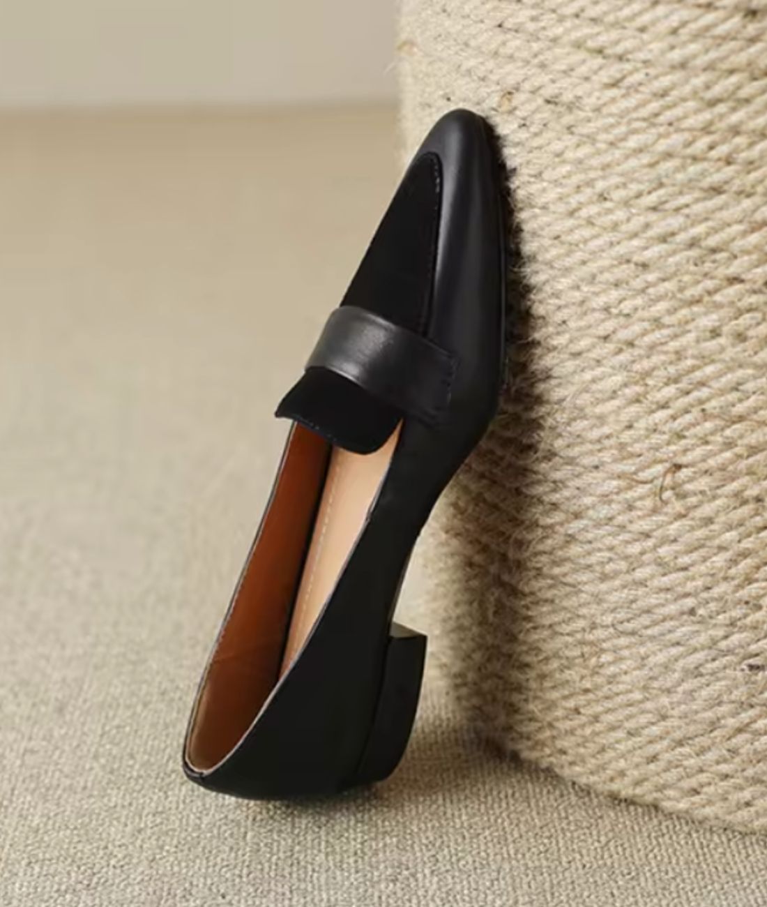 Mocassin Ballerine À Talon Carré