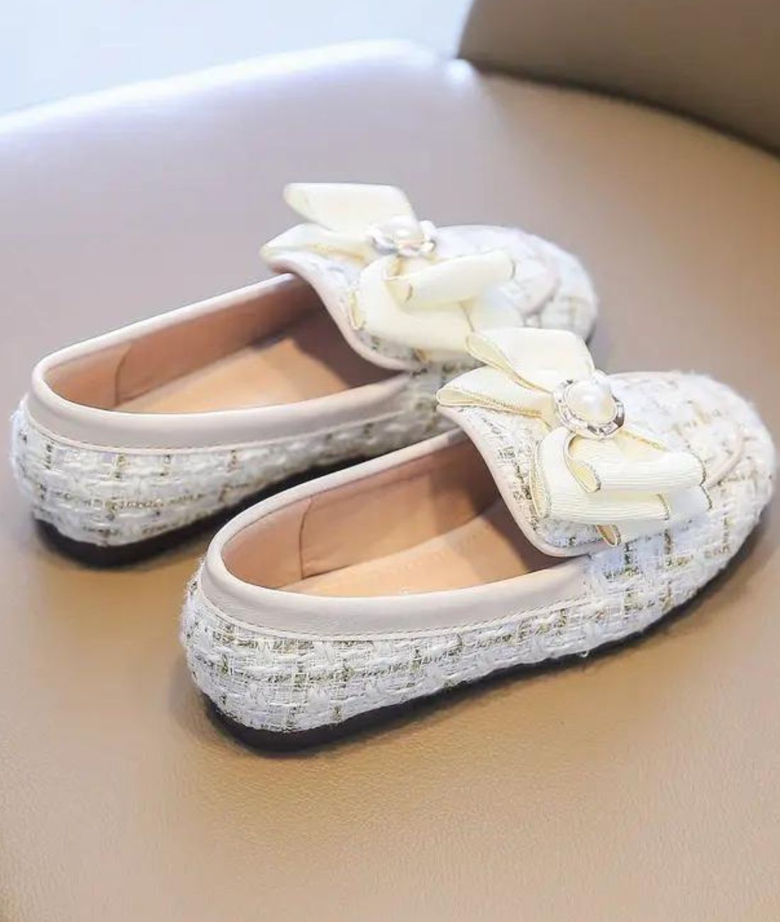 Mocassin Ballerine En Satin Avec Nœud Et Clous