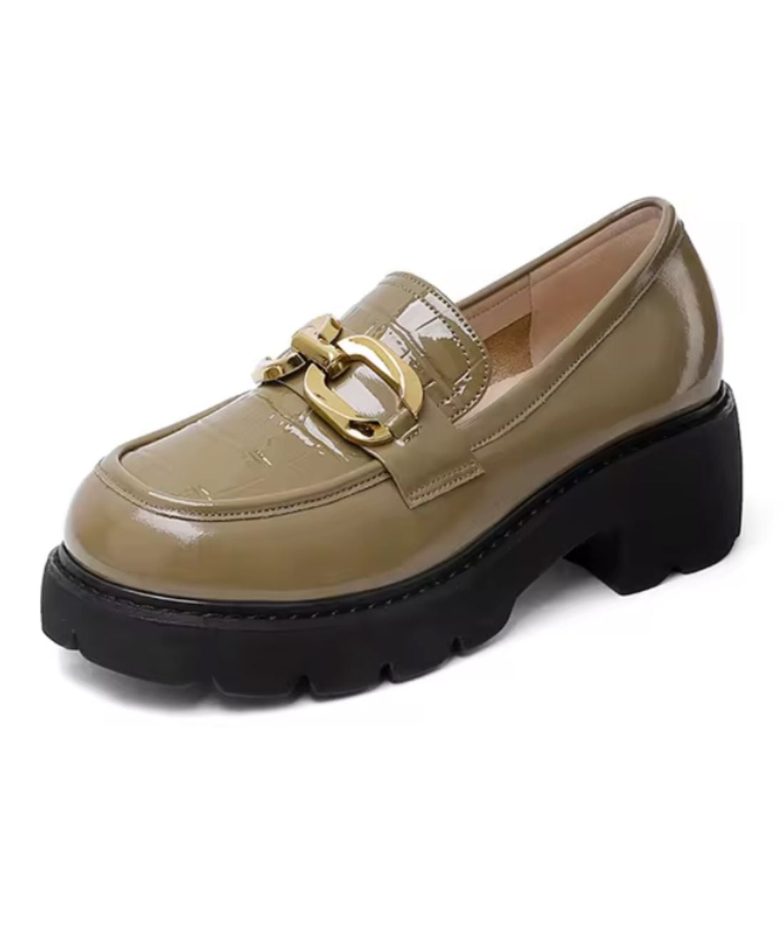 Mocassin En Cuir Végan Effet Croco Et À Boucle Dorée