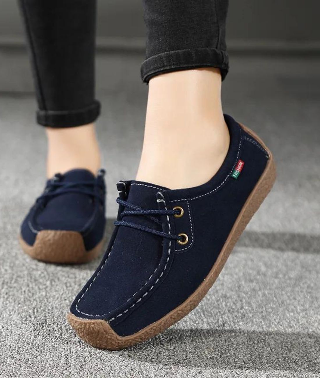 Mocassin En Daim À Lacets Pour Femmes