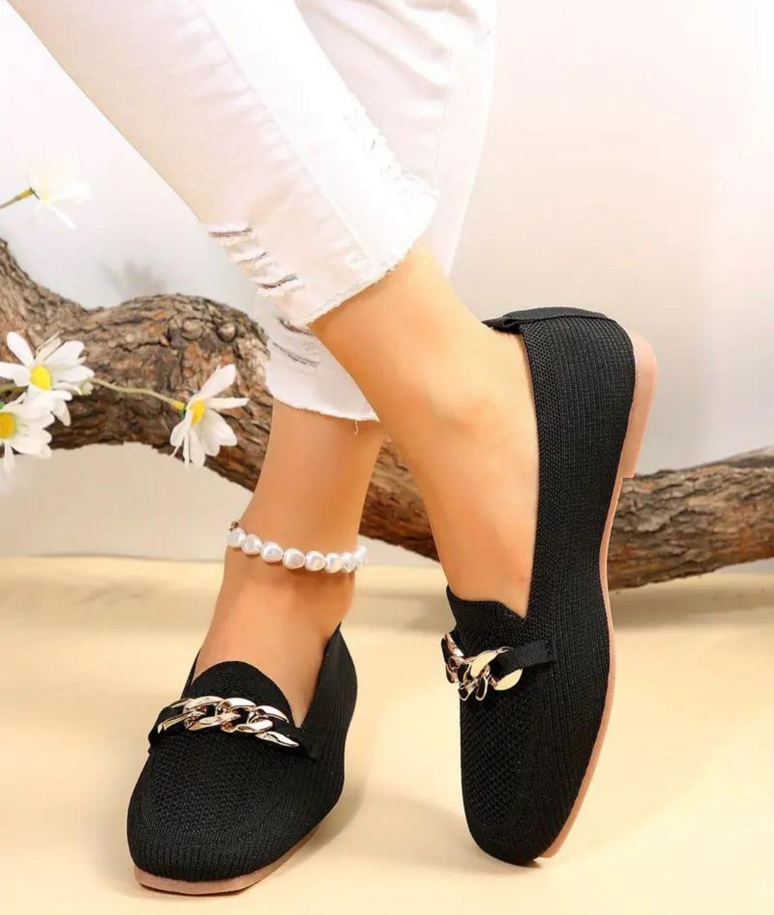 Mocassin Mary Jane Noir Style Rock