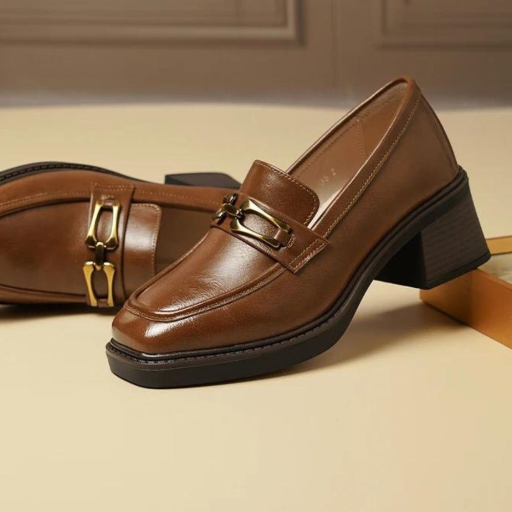 Mocassins Vernis À Talons Et Semelle Épaisse