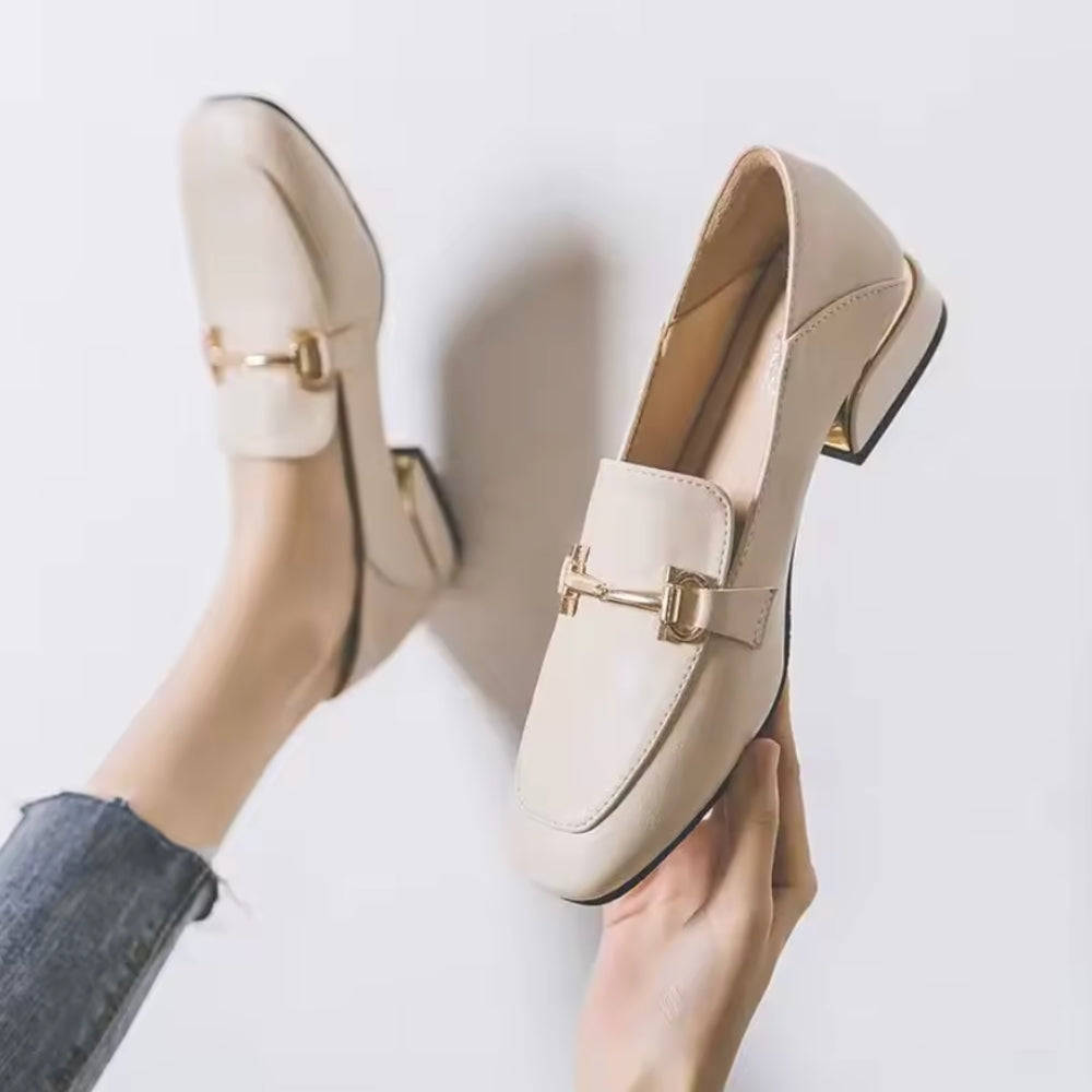 Mocassin Mary Jane Vernis À Talon Carré