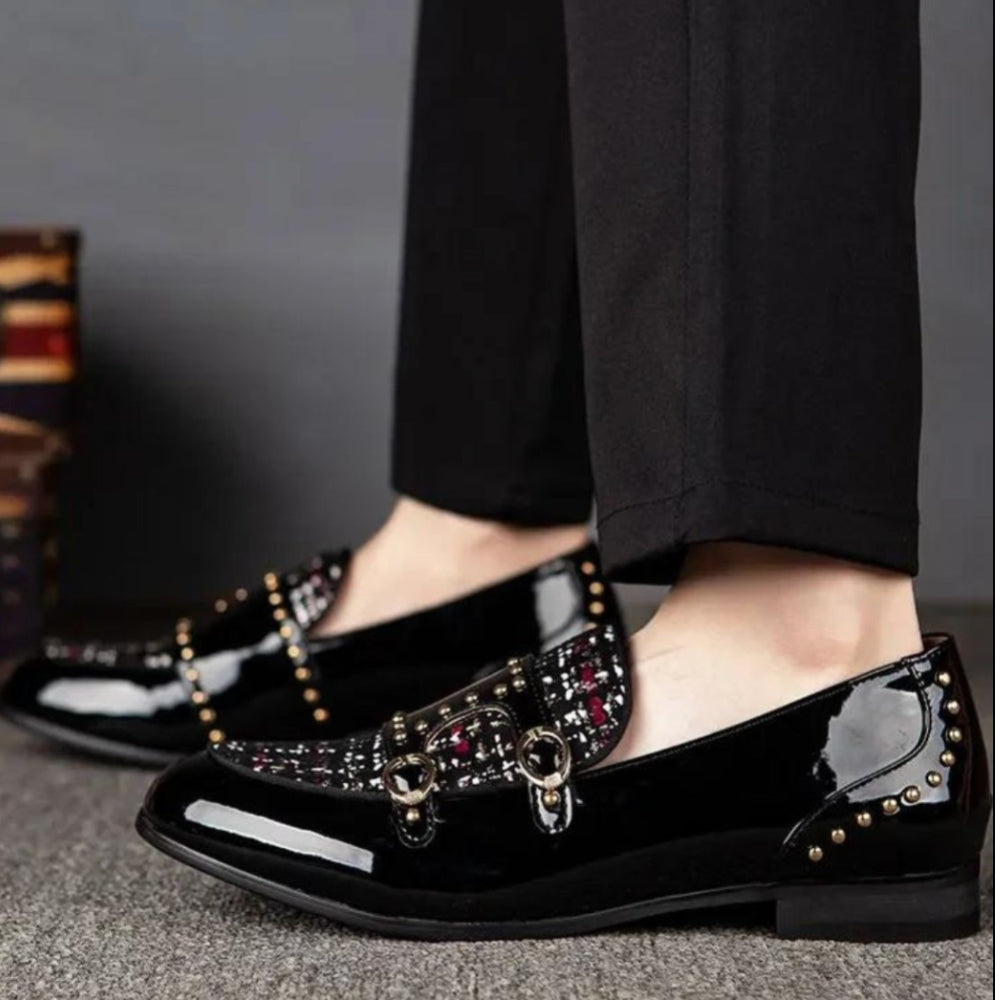 Mocassins Vernis De Luxe À Paillettes Pour Hommes