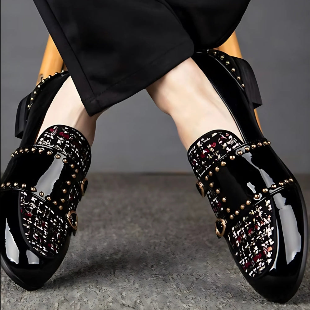Mocassins Vernis De Luxe À Paillettes Pour Hommes