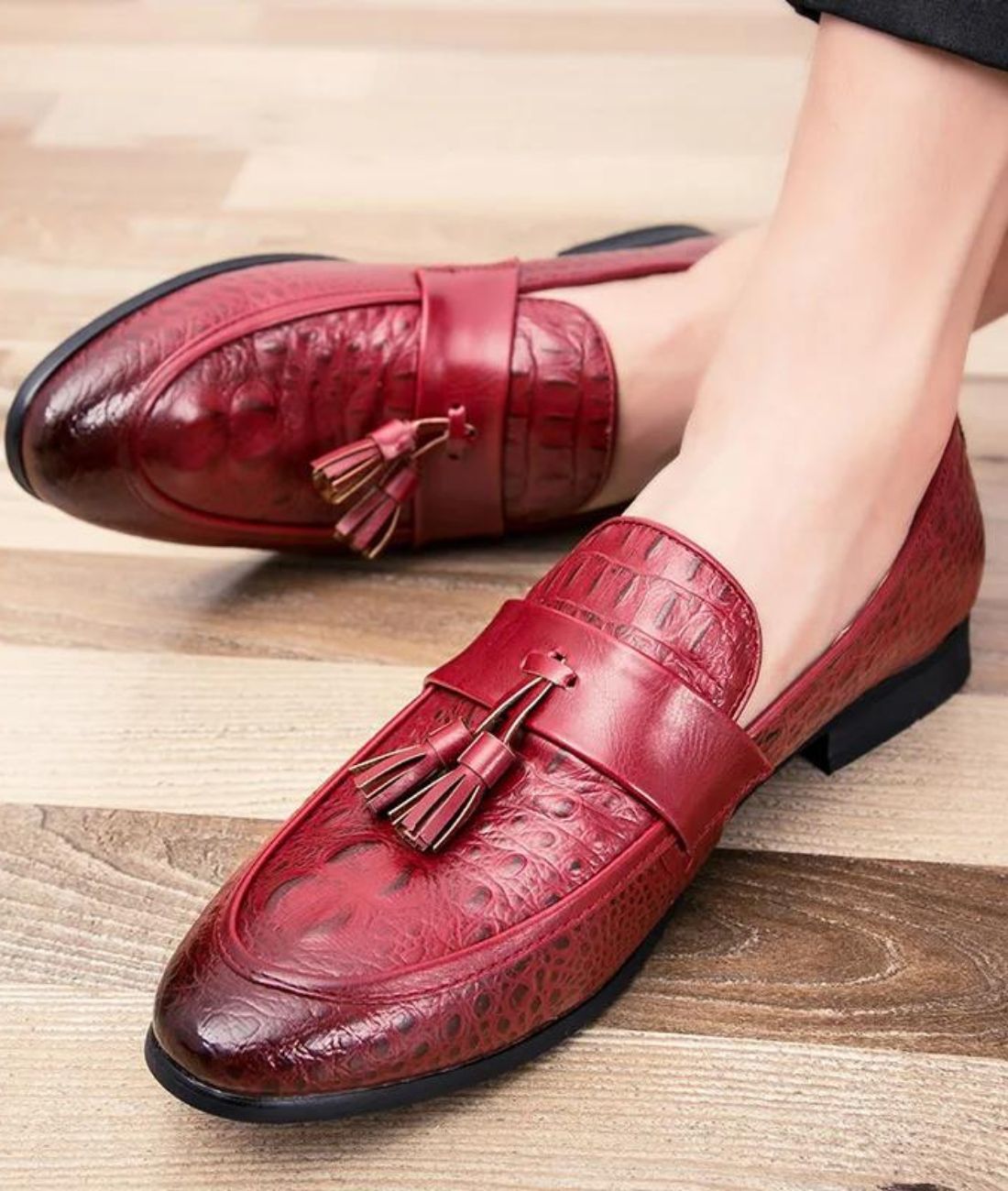 Mocassins À Gland Avec Effet Croco Pour Hommes