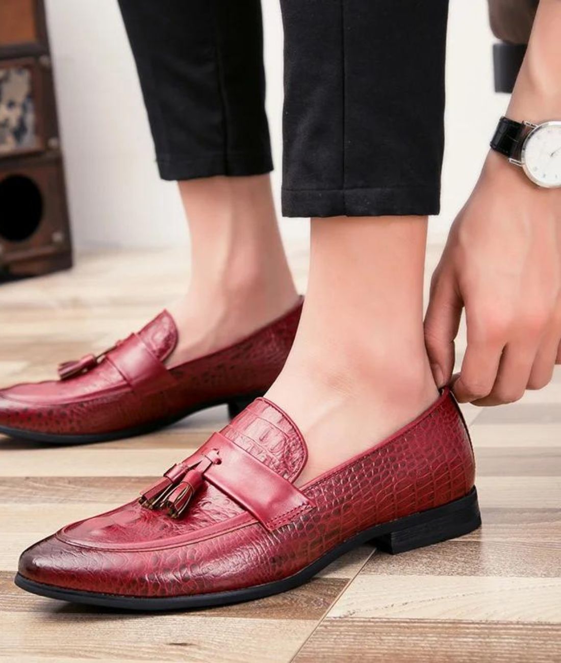 Mocassins À Gland Avec Effet Croco Pour Hommes