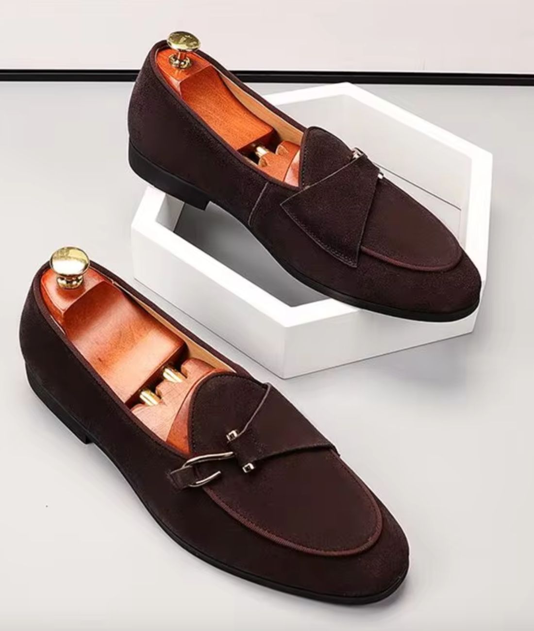 Mocassins À Boucle En Daim De Luxe Pour Homme