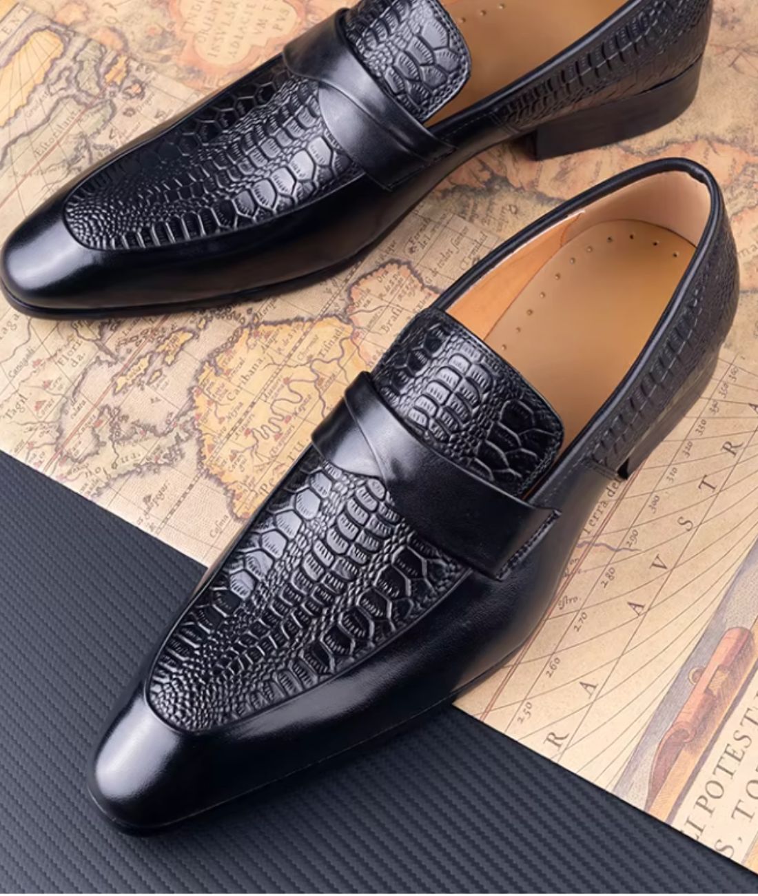 Mocassins À Bout Pointu En Cuir Véritable Pour Homme