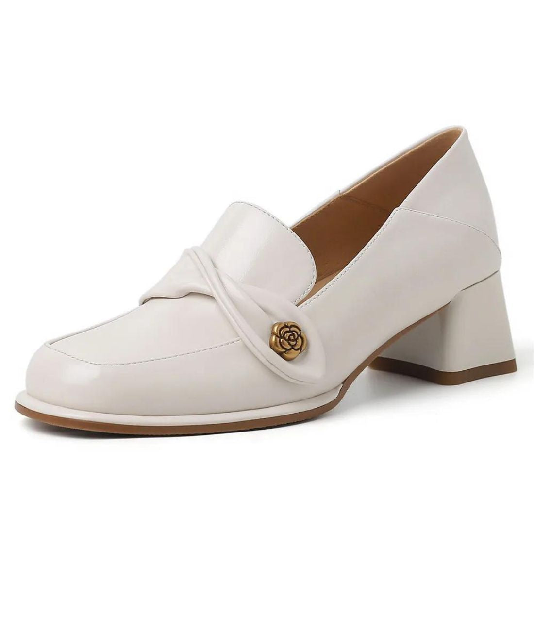 Mocassins À Bout Rond Et Talon Carré Pour Femme