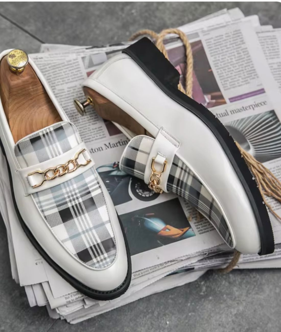 Mocassins Souples Effet Cuir Tendances Avec Boucle Dorée Pour Homme